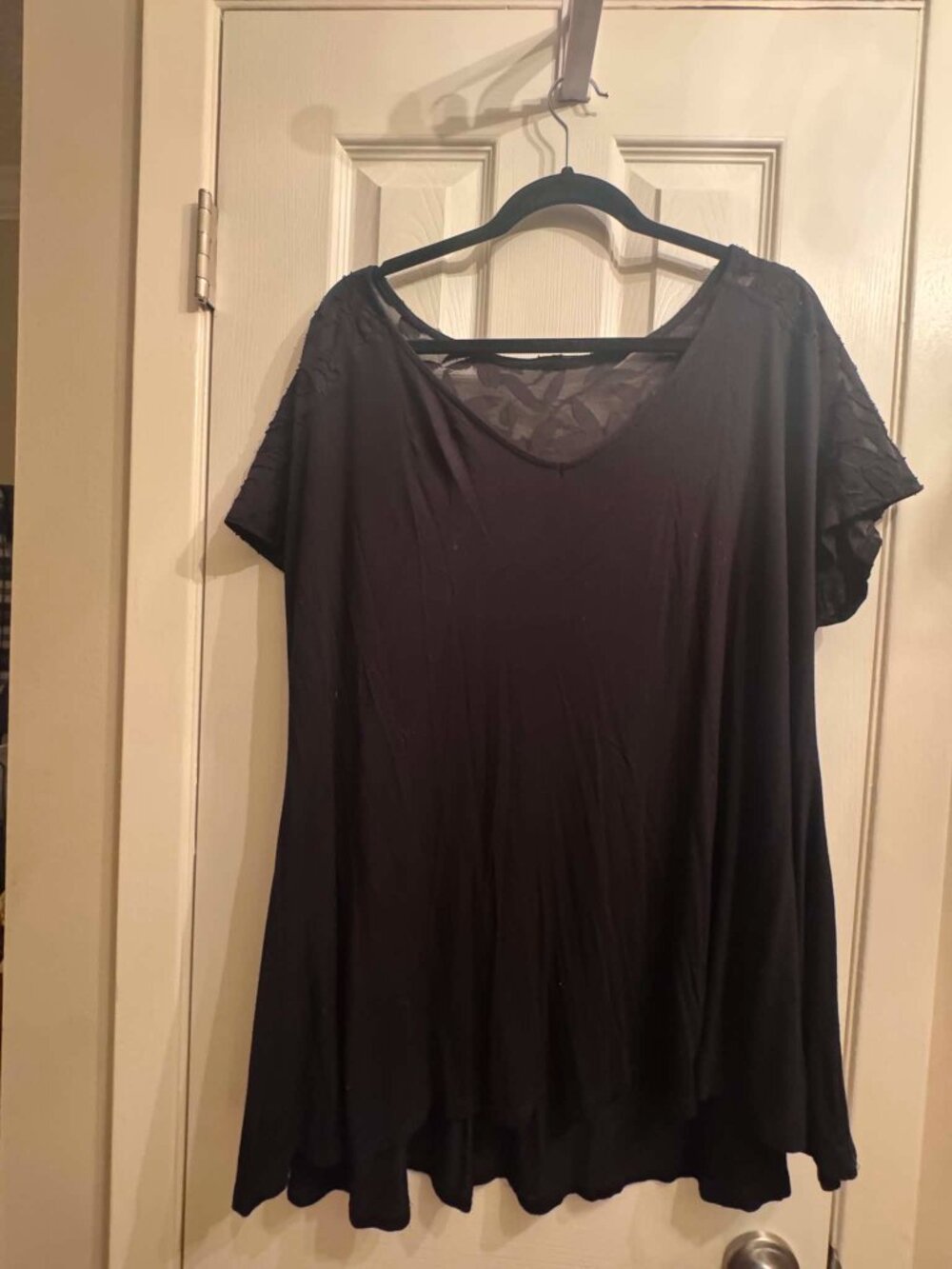 Lane Bryant Black Swing Tee Sheer Floral Mesh Top Size 18/20